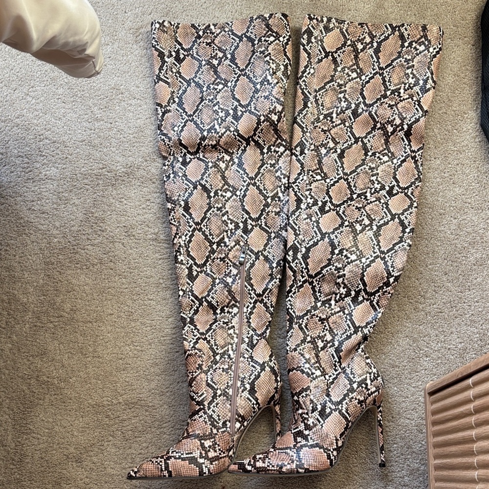 Snakeskin Over-the-Knee Boots